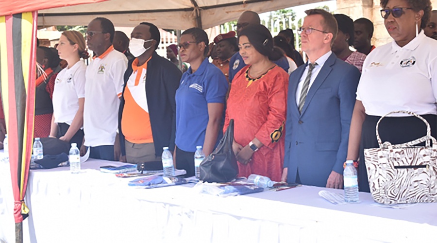 Principle representatives and excellencies from UHRC, French Embassy, UN Women, OHCHR, and  GiZ at the launch