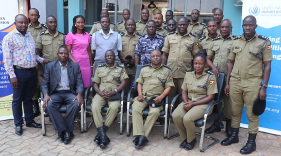 A cross-sect ion of senior police officers and a team of UHRC and OHCHR at a three-day training in Arua City.  
