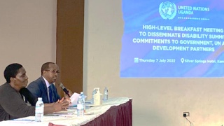  Minister of State for Disability Affairs, Hon. Asamo Hellen, and WFP Country Representative Mr. Abdirahman Meygag. 